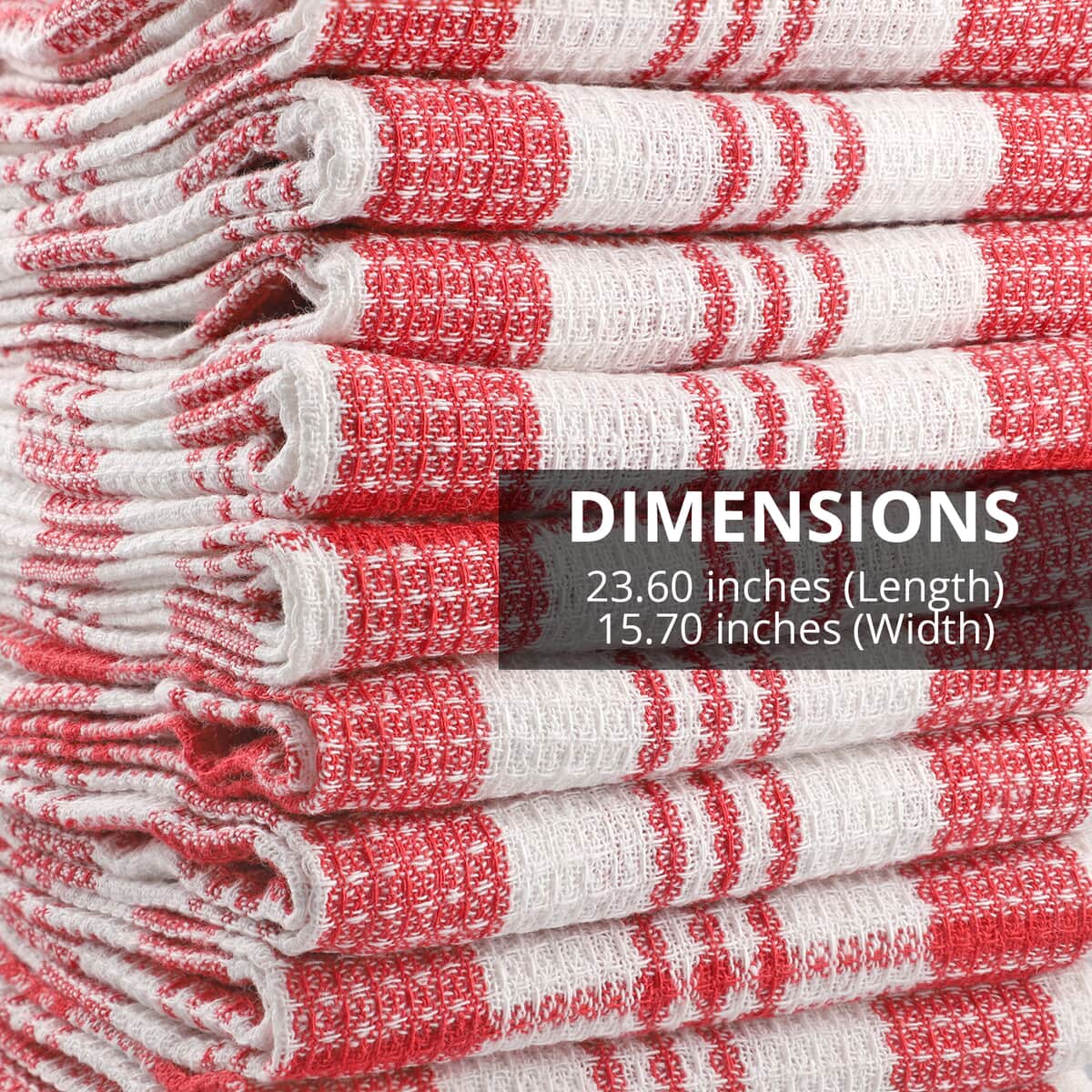 Set of 10 Red Checked Cotton Kitchen Towels image number 3