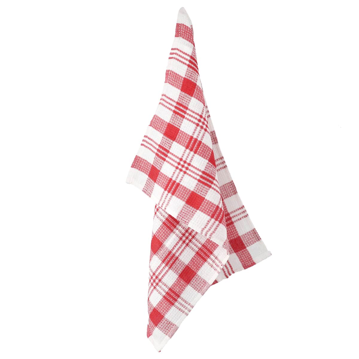 Set of 10 Red Checked Cotton Kitchen Towels image number 4