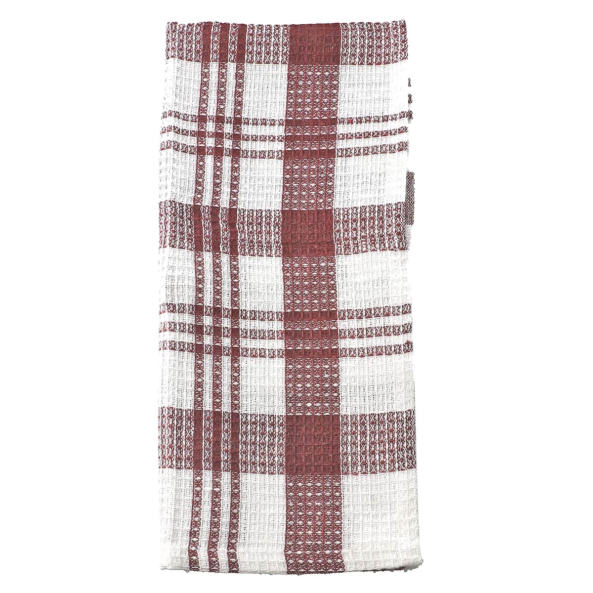 Set of 10 Wine Red Checked Cotton Kitchen Towels image number 6
