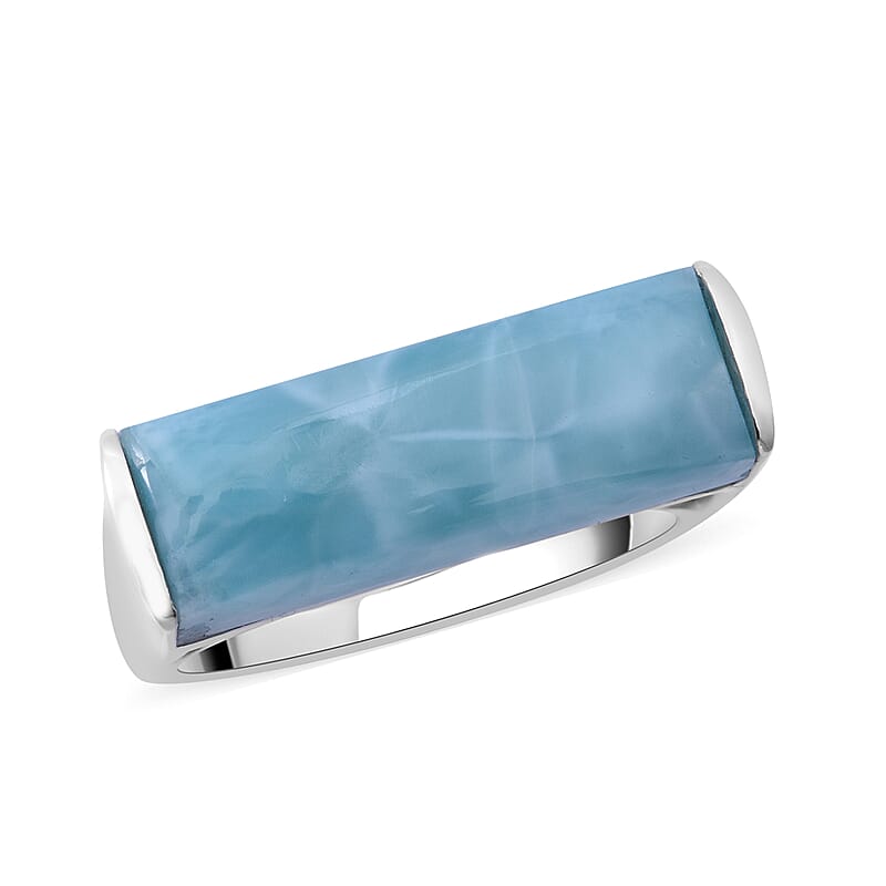 Larimar Ring in Platinum Over Sterling Silver (Size 10.0) 9.00 ctw
