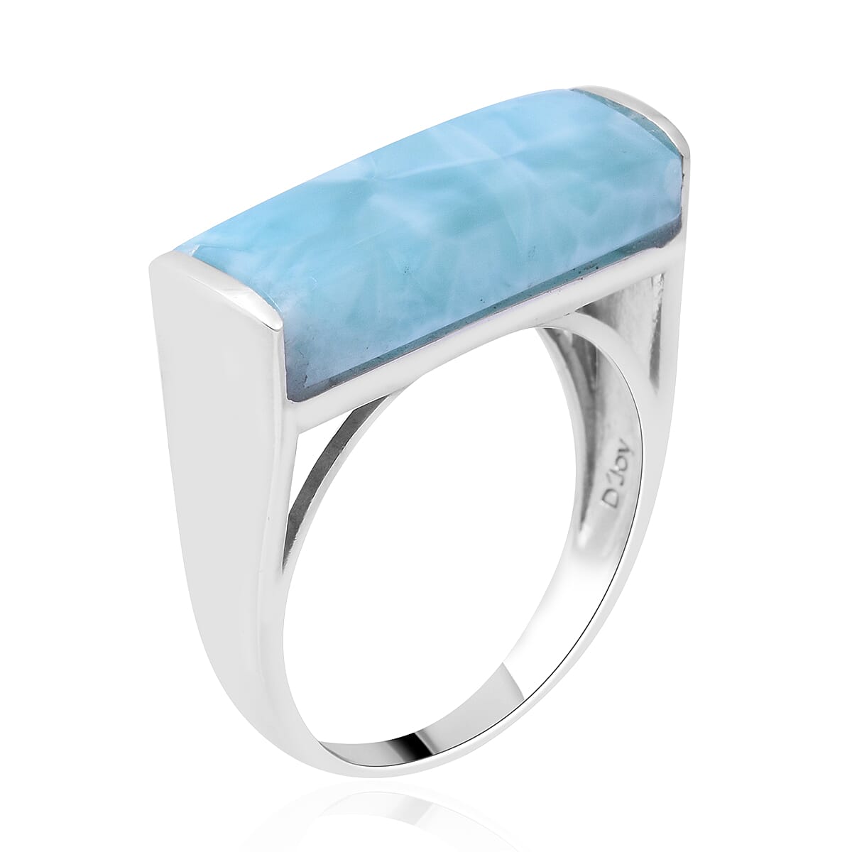 Larimar Band Ring in Platinum Over Sterling Silver 9.00 ctw image number 2