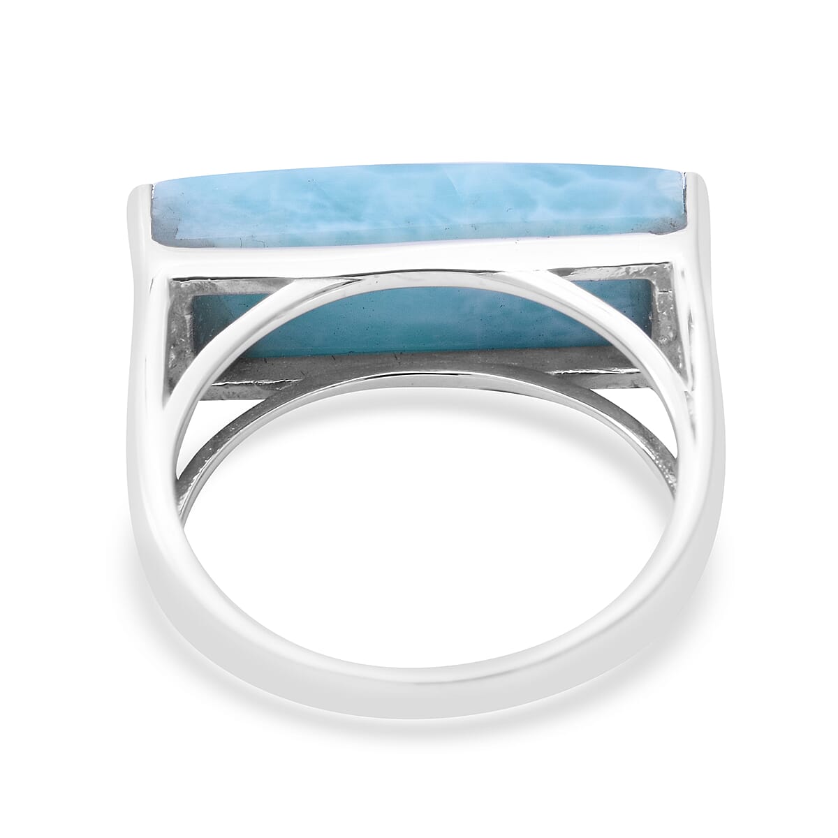 Larimar Band Ring in Platinum Over Sterling Silver 9.00 ctw image number 3
