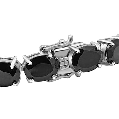 Natural Thai Black Spinel Tennis Bracelet, Platinum Over Sterling Silver Bracelet, Spinel Bracelet, Gifts For Her (6.50 In) 11.35 Grams 40.85 ctw