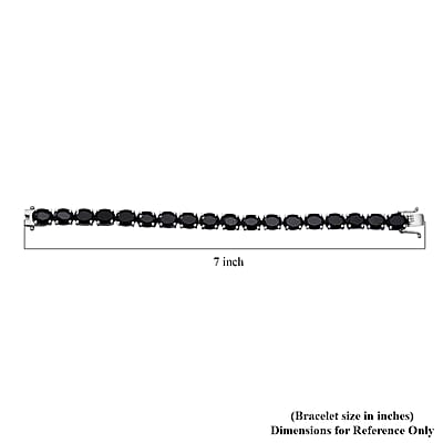 Natural Thai Black Spinel Tennis Bracelet, Platinum Over Sterling Silver Bracelet, Spinel Bracelet, Gifts For Her (6.50 In) 11.35 Grams 40.85 ctw