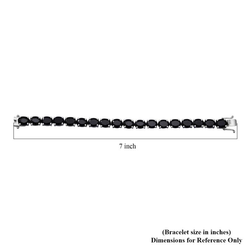 Natural Thai Black Spinel Tennis Bracelet, Platinum Over Sterling Silver Bracelet, Spinel Bracelet, Gifts For Her (6.50 In) 11.35 Grams 40.85 ctw