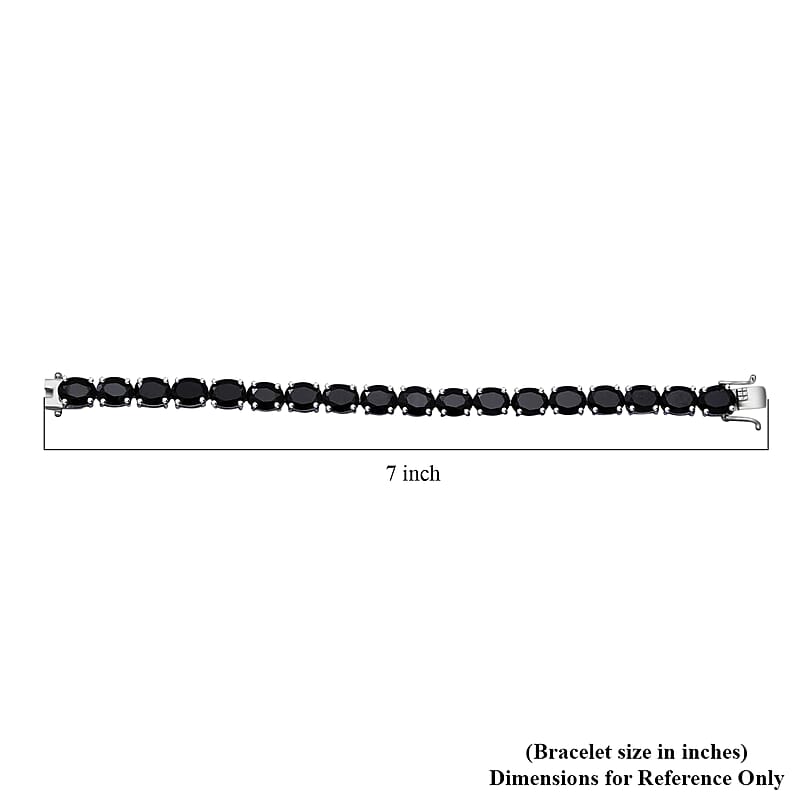 Natural Thai Black Spinel Tennis Bracelet, Platinum Over Sterling Silver Bracelet, Spinel Bracelet, Gifts For Her (6.50 In) 11.35 Grams 40.85 ctw