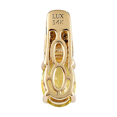 Luxoro 14K Yellow Gold AAA Canary Tourmaline, I3 Natural Yellow and White Diamond Pendant 0.90 ctw