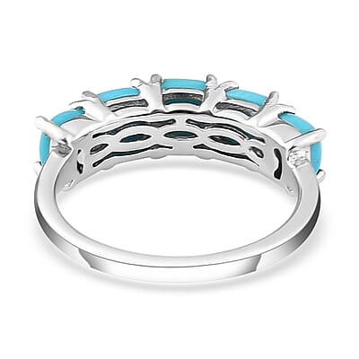 Premium Sleeping Beauty Turquoise 5 Stone Ring in Platinum Over Sterling Silver (Size 10.0) 1.75 ctw