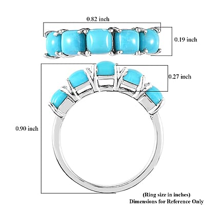 Premium Sleeping Beauty Turquoise 5 Stone Ring in Platinum Over Sterling Silver (Size 10.0) 1.75 ctw