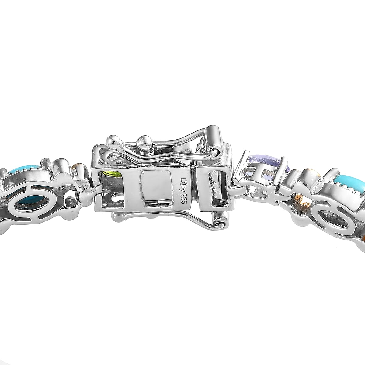 Sleeping Beauty Turquoise and Multi Gemstone Bracelet with Charm in Vermeil YG and Platinum Over Sterling Silver (7.25 In) 8.50 ctw image number 4