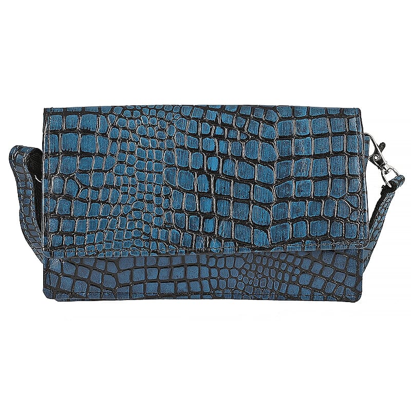 Turquoise Croco Embossed Mobile Case Genuine Leather Crossbody Bag for Women with Detachable Shoulder Strap, Shoulder Purse, Crossbody Handbags, Designer Crossbody, Leather Handbags