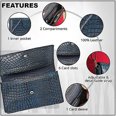Turquoise Croco Embossed Mobile Case Genuine Leather Crossbody Bag for Women with Detachable Shoulder Strap, Shoulder Purse, Crossbody Handbags, Designer Crossbody, Leather Handbags