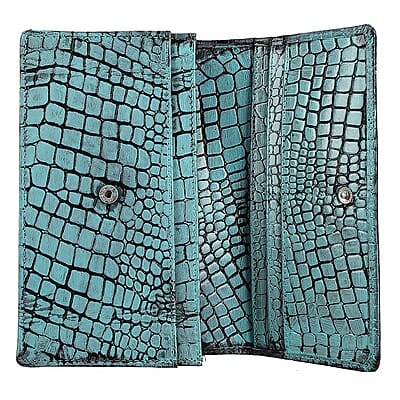 Mint Blue Croco Embossed Mobile Case Genuine Leather Crossbody Bag for Women with Detachable Shoulder Strap, Shoulder Purse, Crossbody Handbags, Designer Crossbody, Leather Handbags