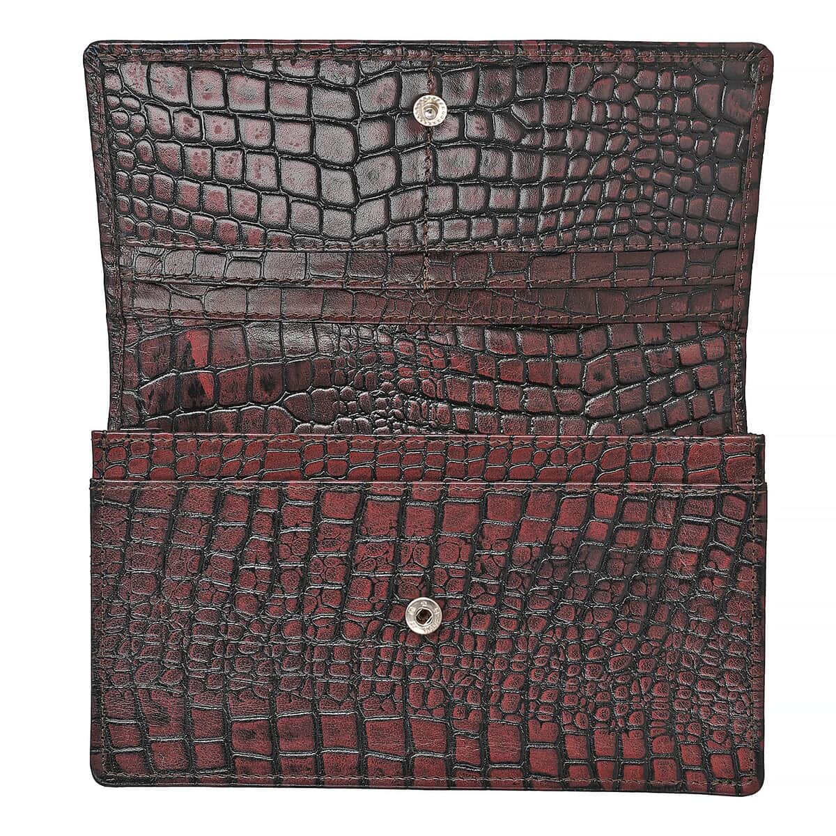 Burgundy Croco Embossed Mobile Case Genuine Leather Crossbody Bag for Women with Detachable Shoulder Strap, Shoulder Purse, Crossbody Handbags, Designer Crossbody, Leather Handbags image number 5
