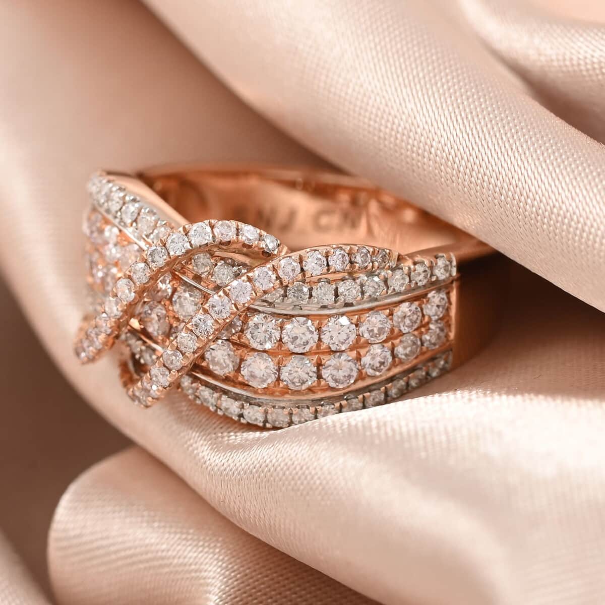 JCK Closeout 14K Rose Gold SI Natural Pink and White Diamond Ring (Size 7.0) 5.90 Grams 1.00 ctw image number 1