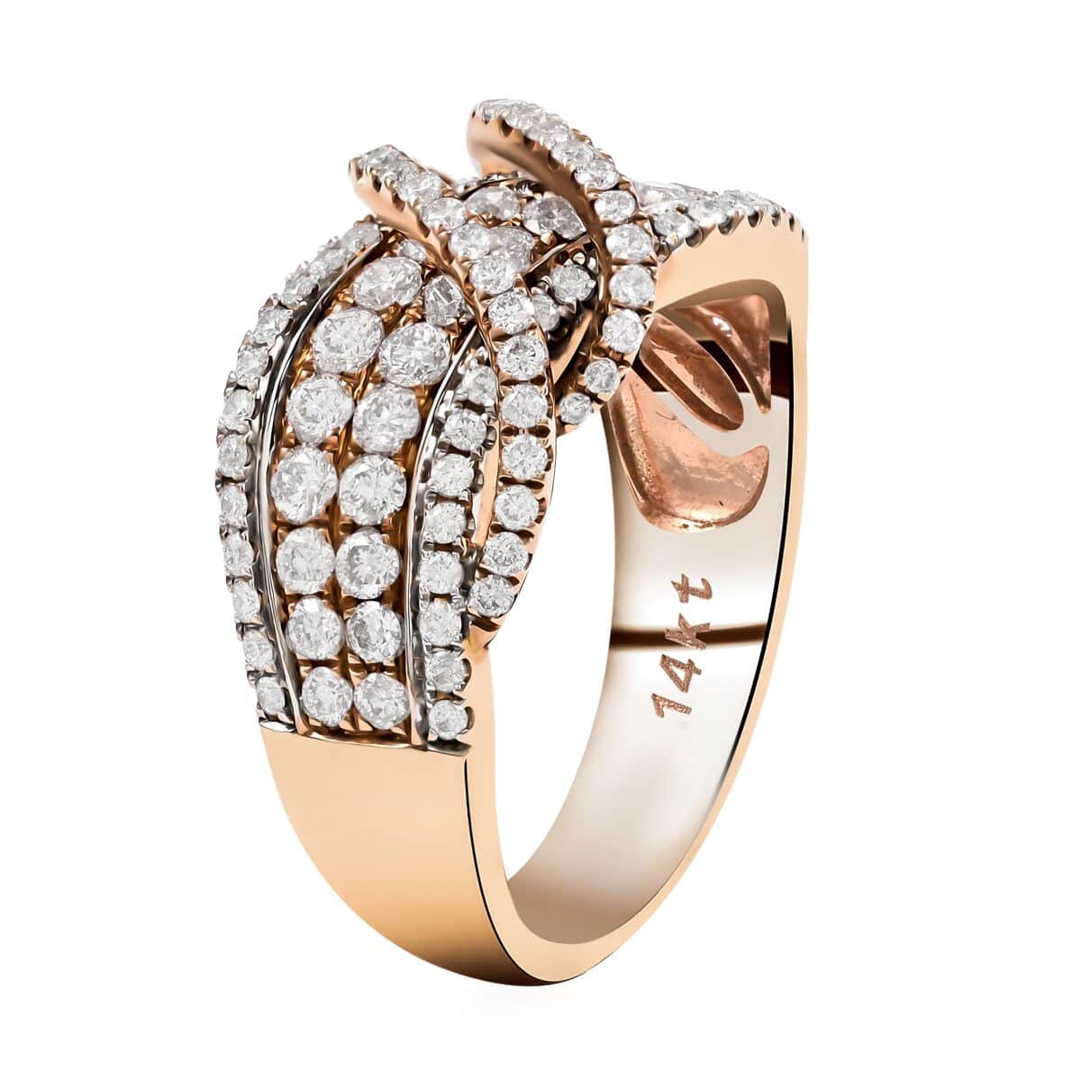 JCK Closeout 14K Rose Gold SI Natural Pink and White Diamond Ring (Size 7.0) 5.90 Grams 1.00 ctw image number 3
