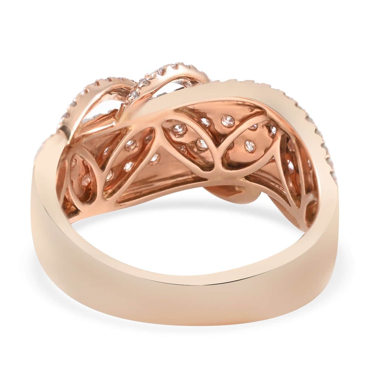 JCK Closeout 14K Rose Gold SI Natural Pink and White Diamond Ring (Size 7.0) 5.90 Grams 1.00 ctw image number 4