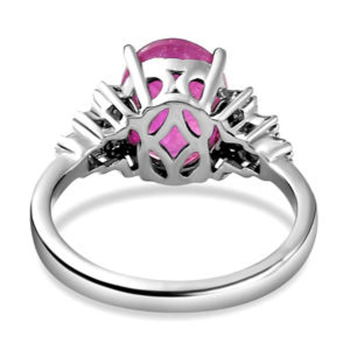 Ilakaka Hot Pink Sapphire (FF) and Diamond 3.99 ctw Ring in Platinum Over Sterling Silver (Size 11.5) image number 5