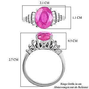 Ilakaka Hot Pink Sapphire (FF) and Diamond 3.99 ctw Ring in Platinum Over Sterling Silver (Size 11.5)
