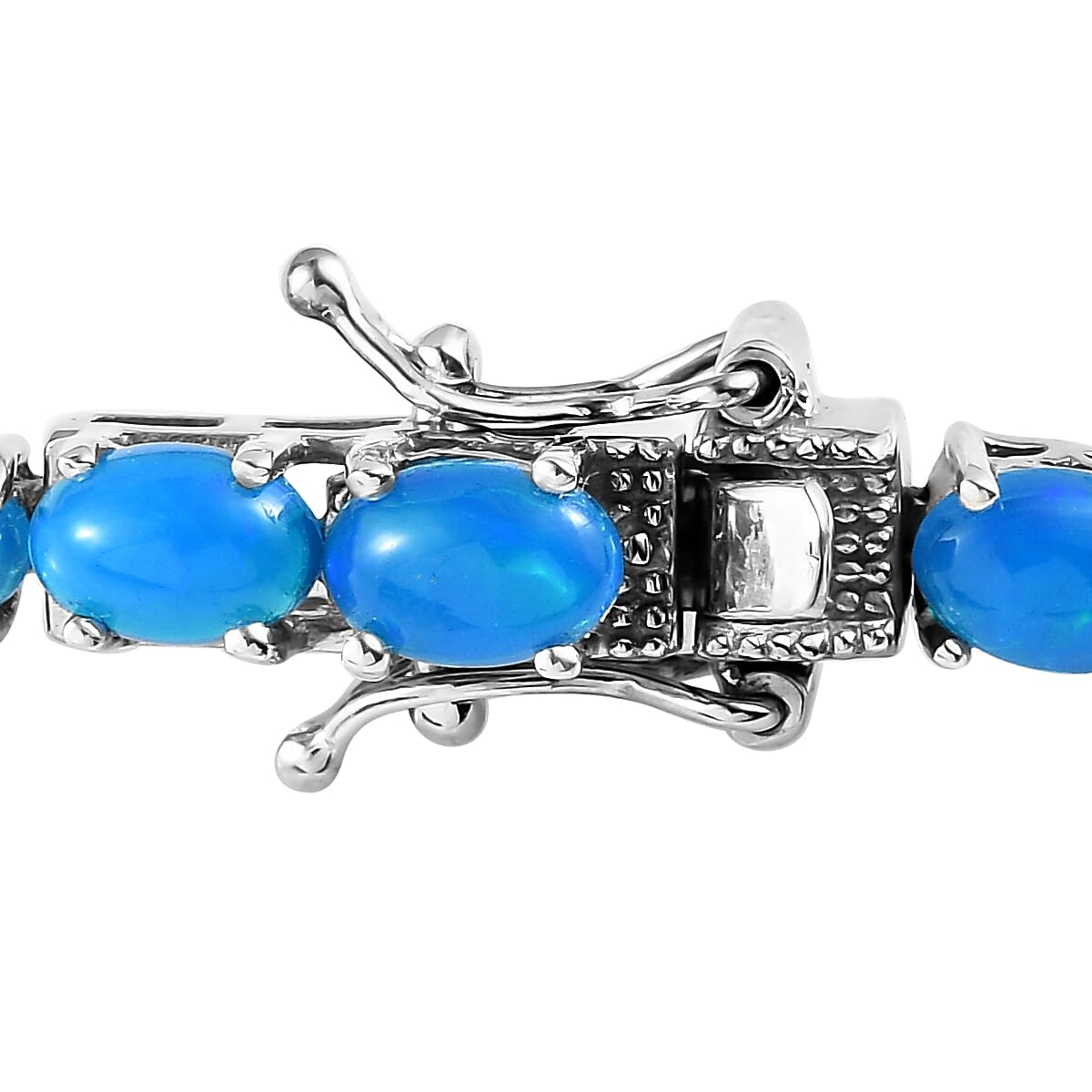 Premium Paraiba Blue Ethiopian Opal Tennis Bracelet in Platinum Over Sterling Silver (8.00 In) 9.65 ctw image number 3