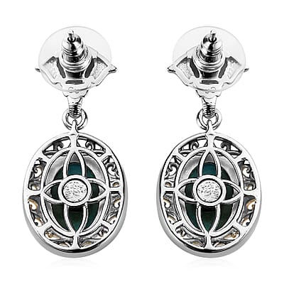 Premium Peruvian Opalina Elephant Earrings in 14K Yellow Gold and Platinum Over Copper with Magnet 9.35 ctw