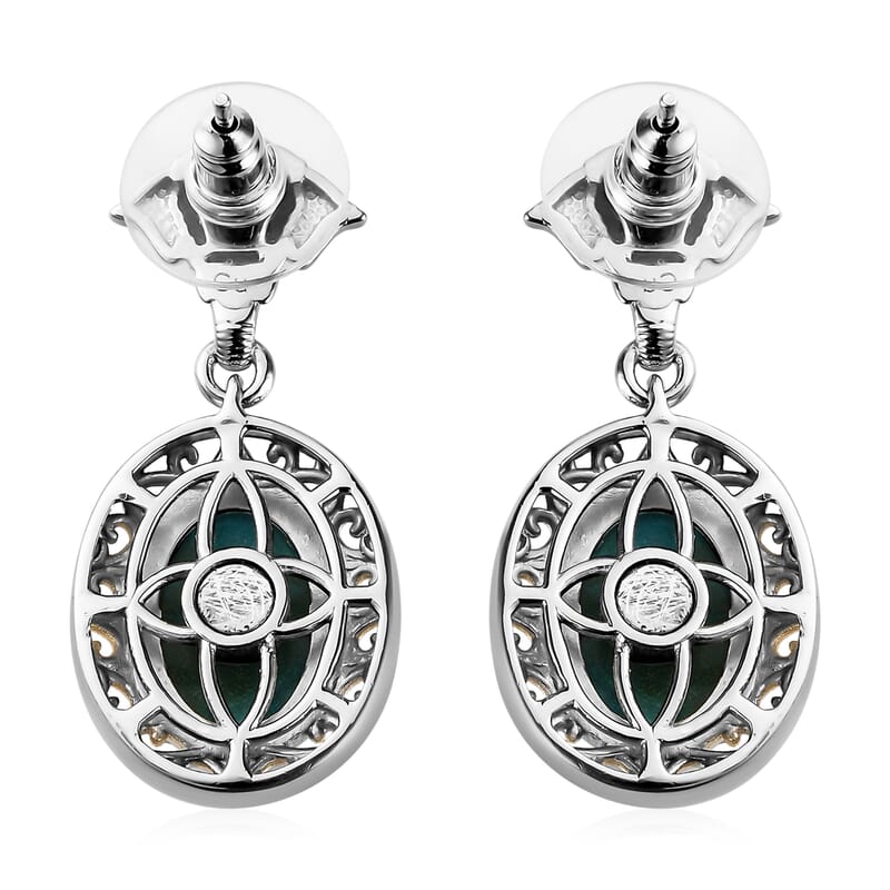 Premium Peruvian Opalina Elephant Earrings in 14K Yellow Gold and Platinum Over Copper with Magnet 9.35 ctw