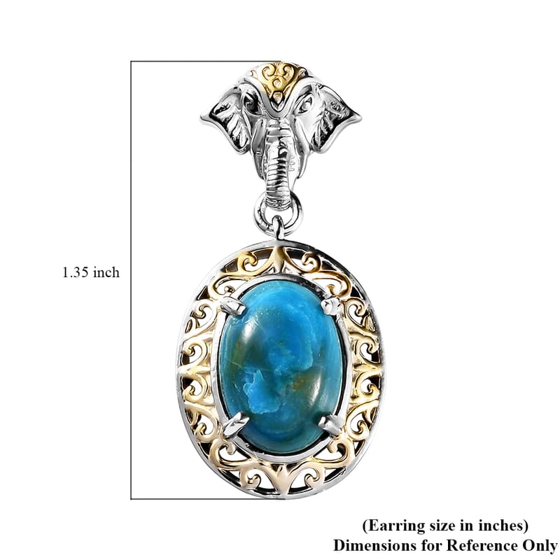 Premium Peruvian Opalina Elephant Earrings in 14K Yellow Gold and Platinum Over Copper with Magnet 9.35 ctw
