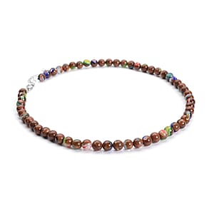 Murano Style on Golden Sandstone 183.00 ctw 7-9mm Beaded Necklace in Stainless Steel 18-20 Inches, Tarnish-Free, Waterproof, Sweat Proof Jewelry