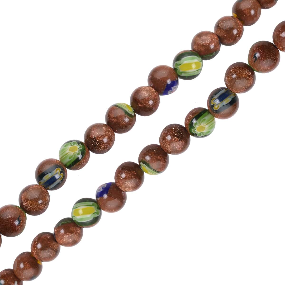 Murano Style on Golden Sandstone 7-9mm Beaded Necklace (18-20 Inches) in Stainless Steel 183.00 ctw , Tarnish-Free, Waterproof, Sweat Proof Jewelry image number 3
