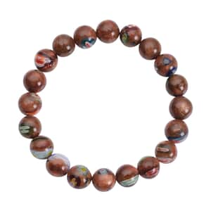 Murano Style on Golden Sandstone 122.50 ctw Beaded Stretch Bracelet