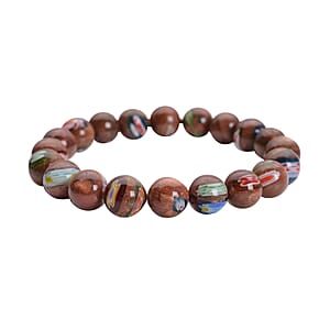 Murano Style on Golden Sandstone 122.50 ctw Beaded Stretch Bracelet