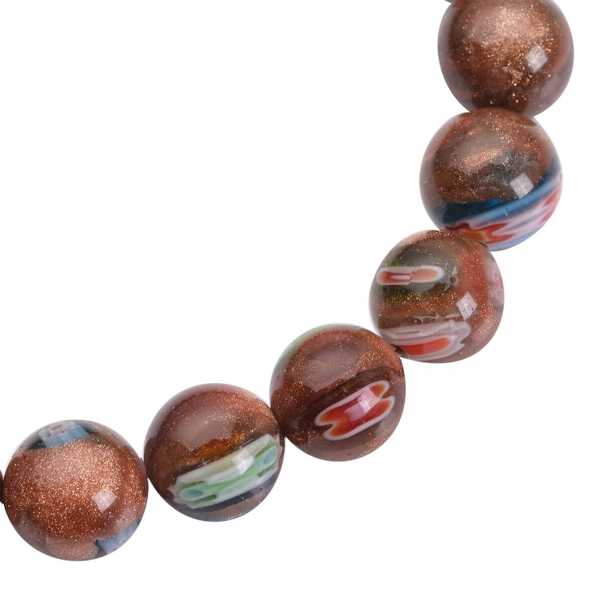 Murano Style on Golden Sandstone 122.50 ctw Beaded Stretch Bracelet image number 3