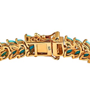 Sleeping Beauty Turquoise 17.05 ctw Cluster Bracelet in 14K Yellow Gold Over Sterling Silver (7.5 In) (14.96 g)