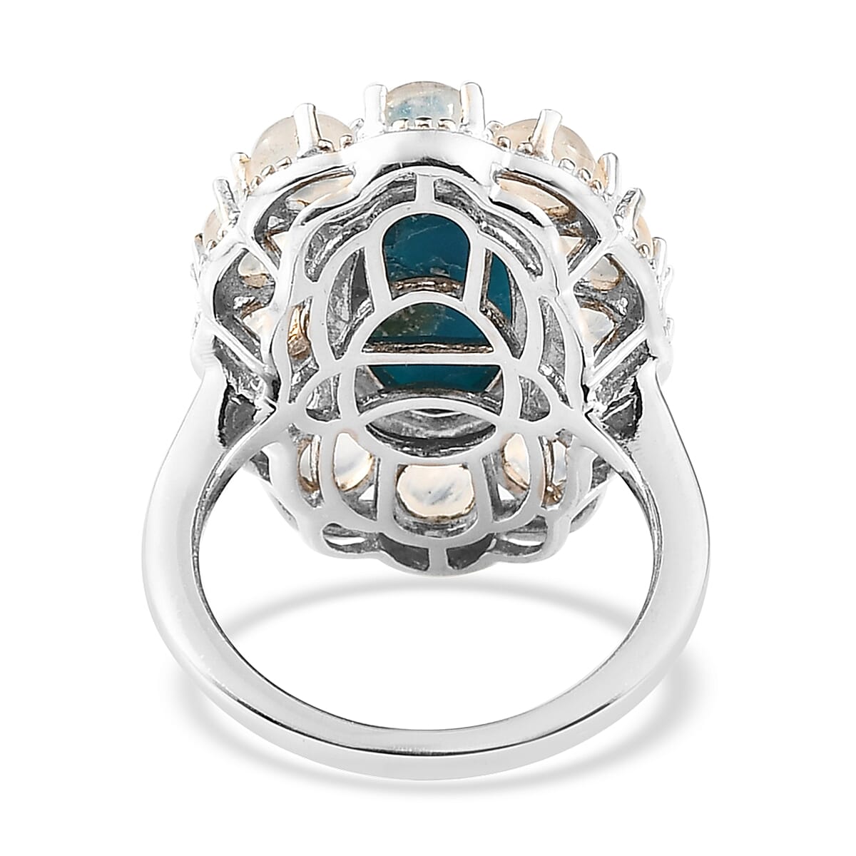 Premium Peruvian Opalina and Moon Glow Moonstone Cocktail Ring in Platinum Over Sterling Silver (Size 7.0) 6.35 ctw