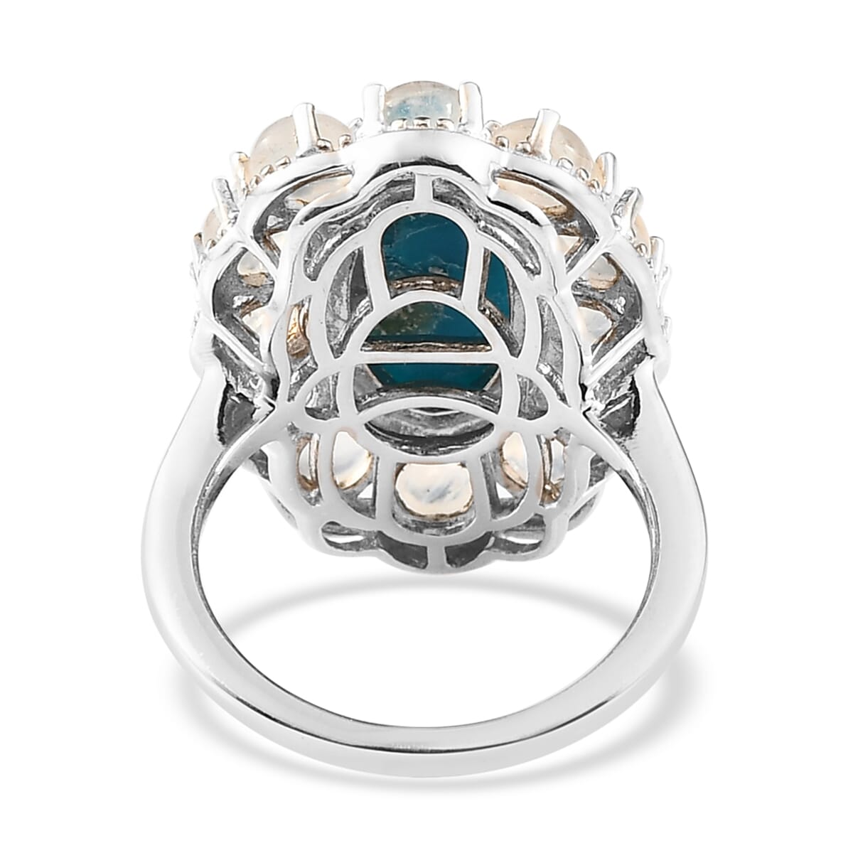 Premium Peruvian Opalina and Moon Glow Moonstone Cocktail Ring in Platinum Over Sterling Silver (Size 9.0) 6.35 ctw image number 4