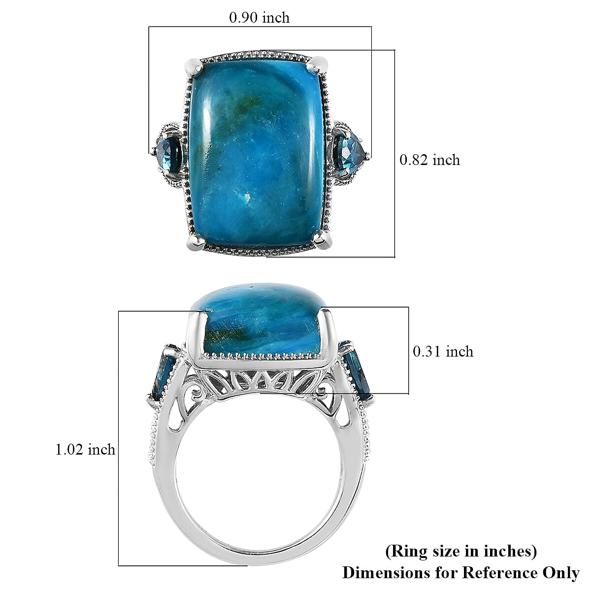 Premium Peruvian Opalina and London Blue Topaz Ring in Platinum Over Sterling Silver 12.35 ctw image number 5