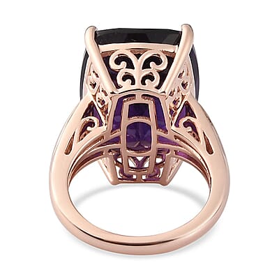 AAA Amethyst and Natural Champagne Diamond Ring in Vermeil Rose Gold Over Sterling Silver (Size 10.0) 19.65 ctw