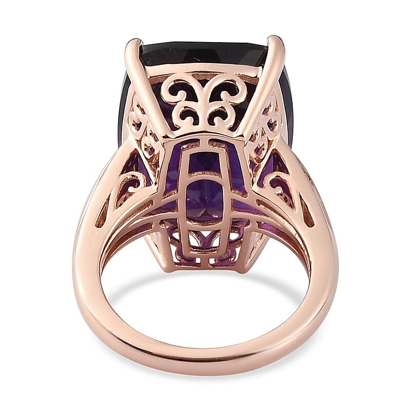 AAA Amethyst and Natural Champagne Diamond Ring in Vermeil Rose Gold Over Sterling Silver (Size 10.0) 19.65 ctw