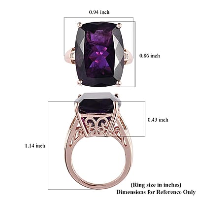 AAA Amethyst and Natural Champagne Diamond Ring in Vermeil Rose Gold Over Sterling Silver (Size 10.0) 19.65 ctw