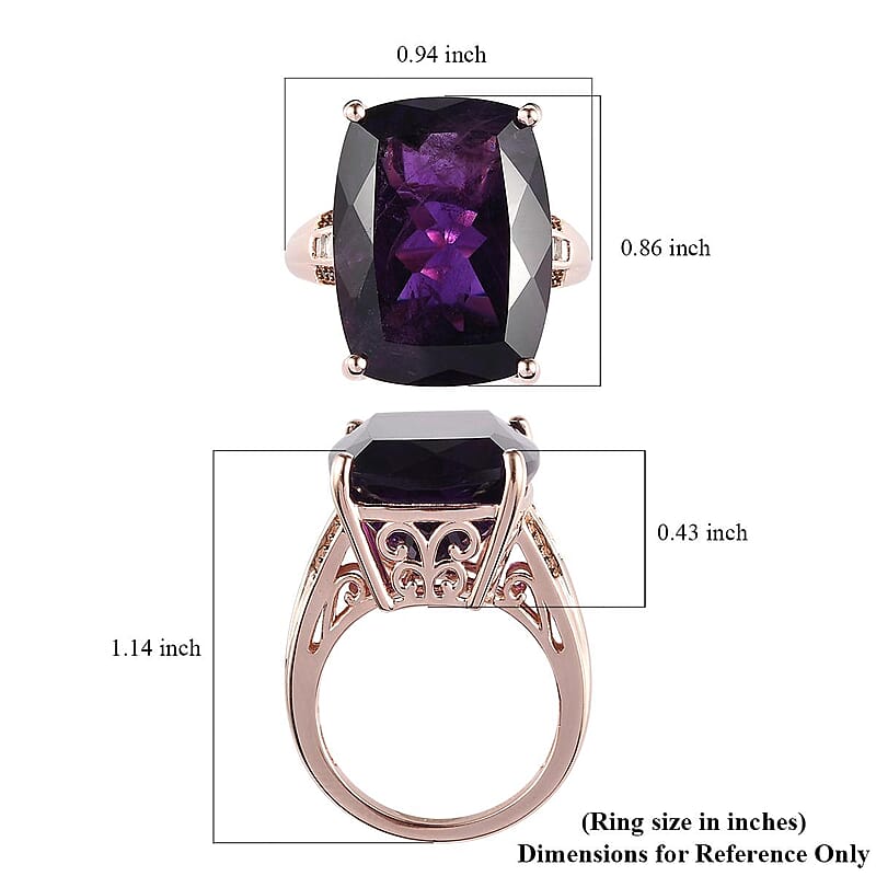 AAA Amethyst and Natural Champagne Diamond Ring in Vermeil Rose Gold Over Sterling Silver (Size 10.0) 19.65 ctw