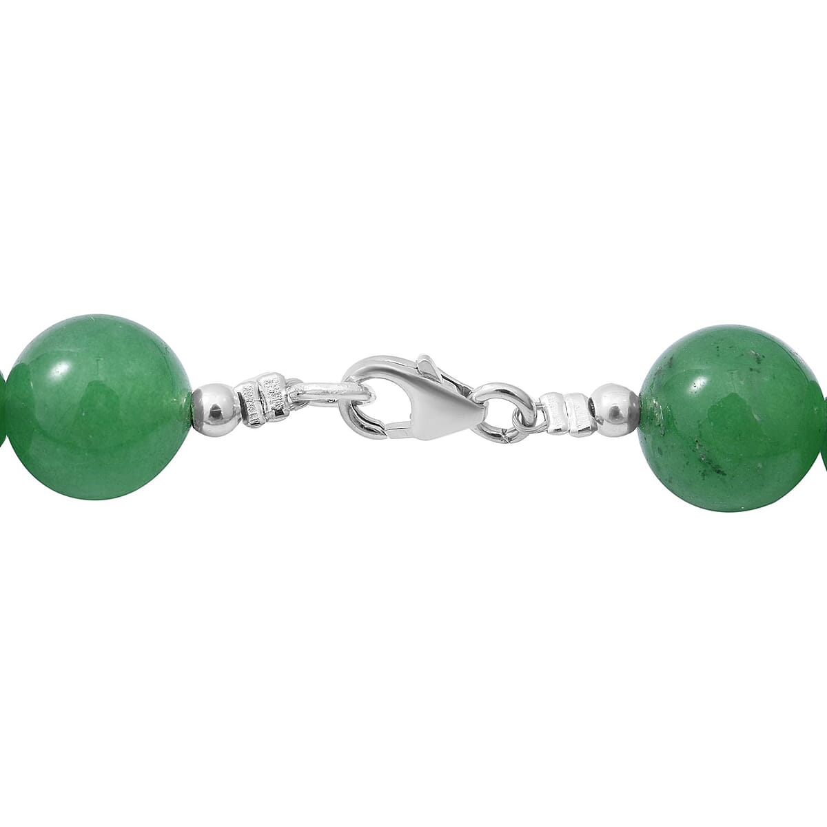 Green Onyx 10mm Beaded Necklace 18 Inches in Sterling Silver 250.00 ctw image number 3