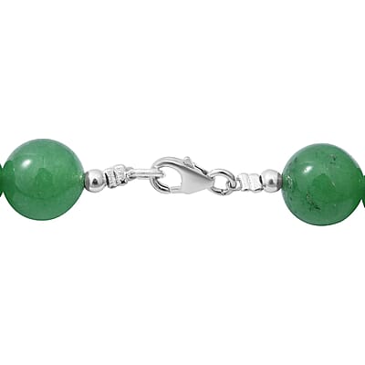 Green Onyx 10mm Beaded Necklace 18 Inches in Sterling Silver 250.00 ctw