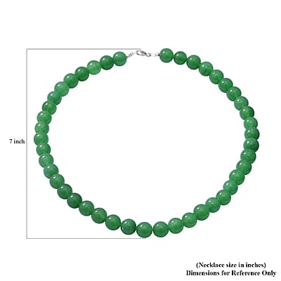 Green Onyx 10mm Beaded Necklace 18 Inches in Sterling Silver 250.00 ctw
