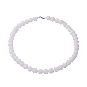 White Onyx Beaded Necklace 18 Inches in Sterling Silver 250.00 ctw