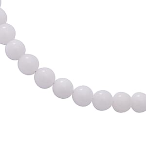 White Onyx Beaded Necklace 18 Inches in Sterling Silver 250.00 ctw