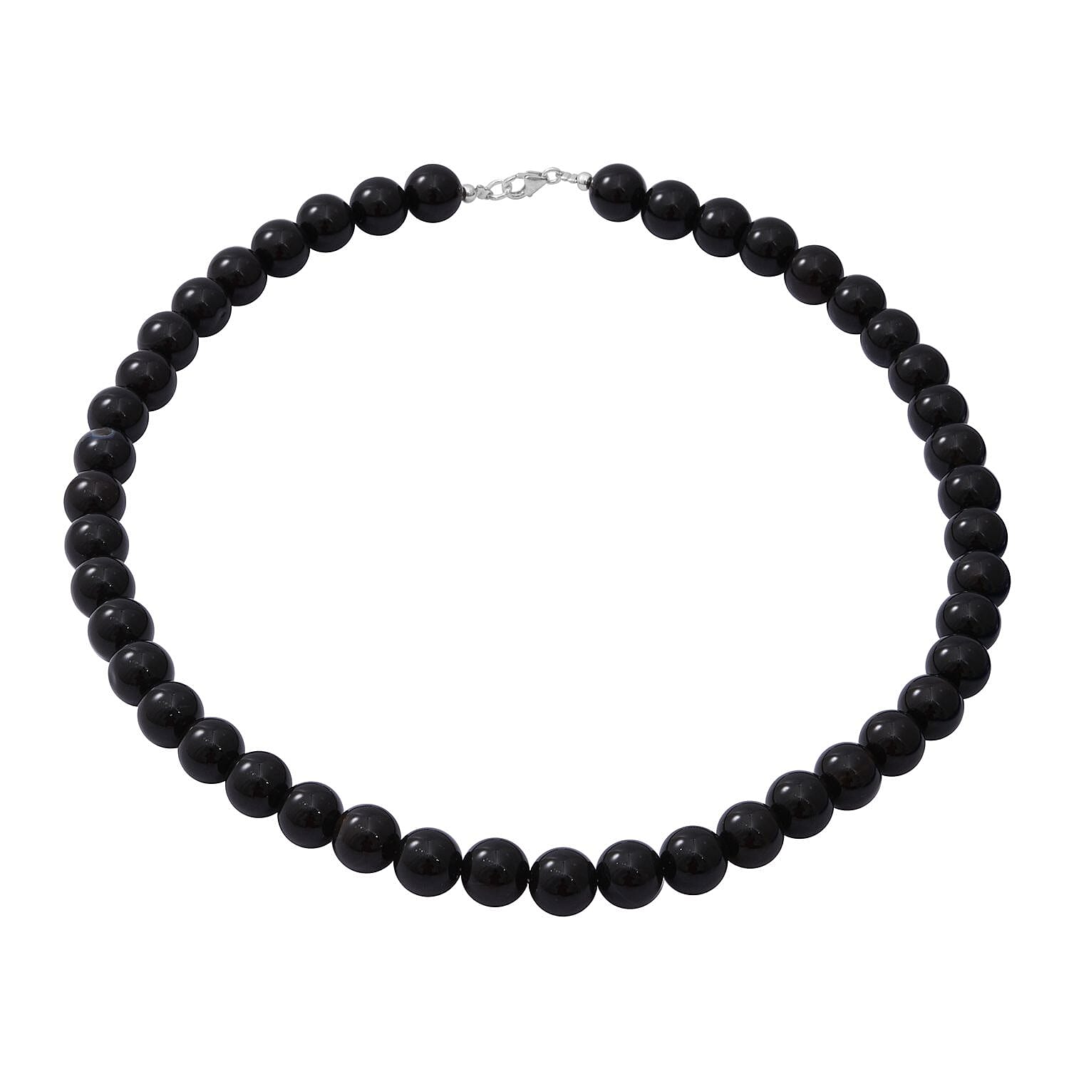 Green Onyx 10mm Beaded Necklace 18 Inches in Sterling Silver 250.00 ctw