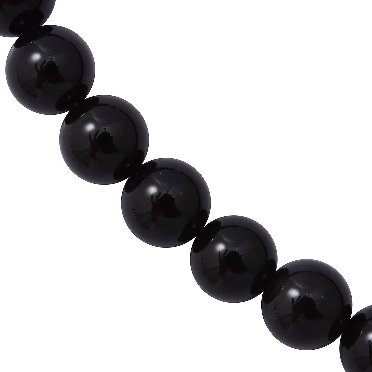 Black Onyx Beaded Necklace 18 Inches in Sterling Silver 250.00 ctw
