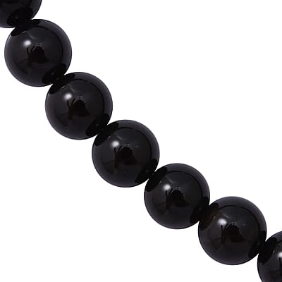 Black Onyx Beaded Necklace 18 Inches in Sterling Silver 250.00 ctw