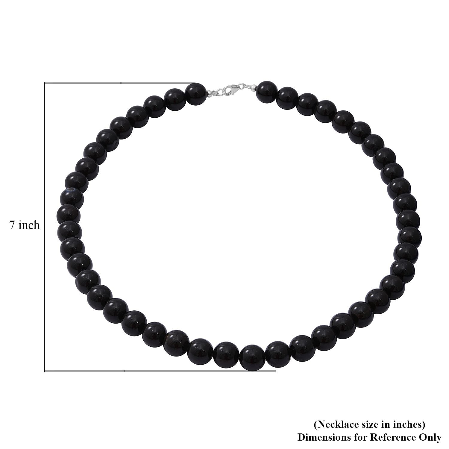 Black Onyx Beaded Necklace 18 Inches in Sterling Silver 250.00 ctw