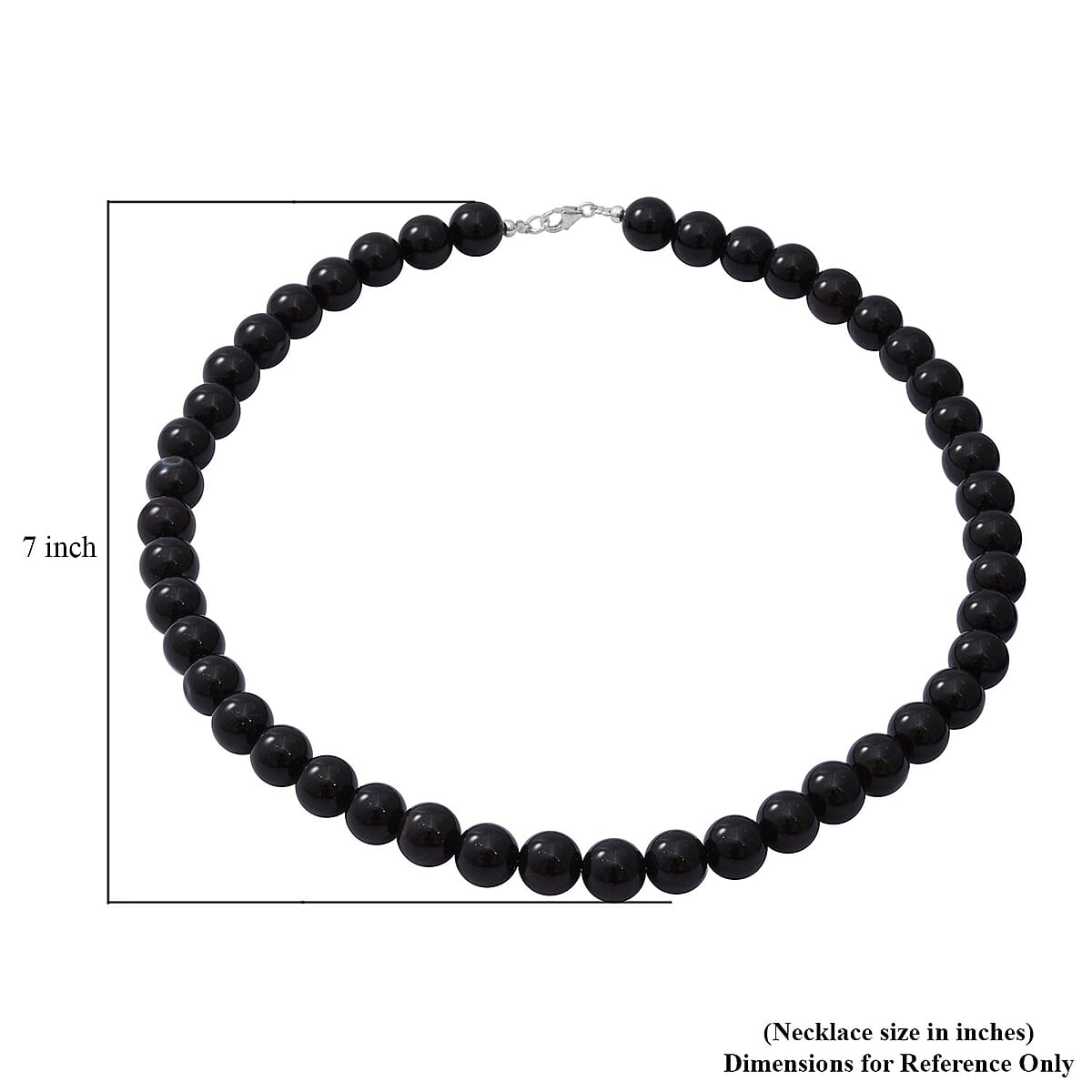 Black Onyx Beaded Necklace 18 Inches in Sterling Silver 250.00 ctw image number 4